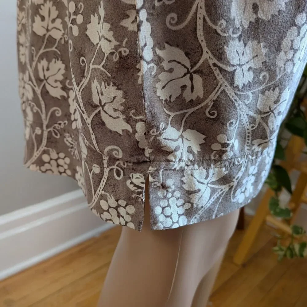 Vintage 90s Dressage Silk Mini Dress Tie Back Grapevine Summer Size 10